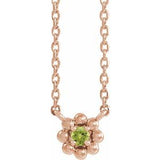 Collier pour enfant de 40 cm (16 pouces) en or rose 14 carats avec perles de péridot naturel