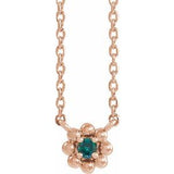 Collier pour enfant de 40 cm (16 pouces) en perles d'alexandrite naturelle rose 14 carats