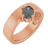 Bague solitaire asymétrique en spinelle gris naturel rose 14 carats