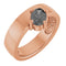 Bague solitaire asymétrique en spinelle gris naturel rose 14 carats