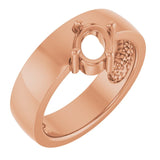 Monture de bague solitaire ovale asymétrique 7x5 mm en or rose 14 carats