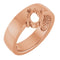 Monture de bague solitaire ovale asymétrique 7x5 mm en or rose 14 carats
