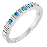 Bague empilable en argent sterling et zircon bleu naturel