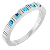 Bague empilable en aigue-marine naturelle blanche 14 carats