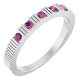 Bague empilable en platine et tourmaline rose naturelle