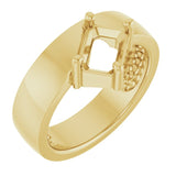 Bague solitaire asymétrique en or jaune 14 carats avec émeraude de 7 x 5 mm