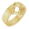 Bague solitaire asymétrique en or jaune 14 carats avec émeraude de 7 x 5 mm