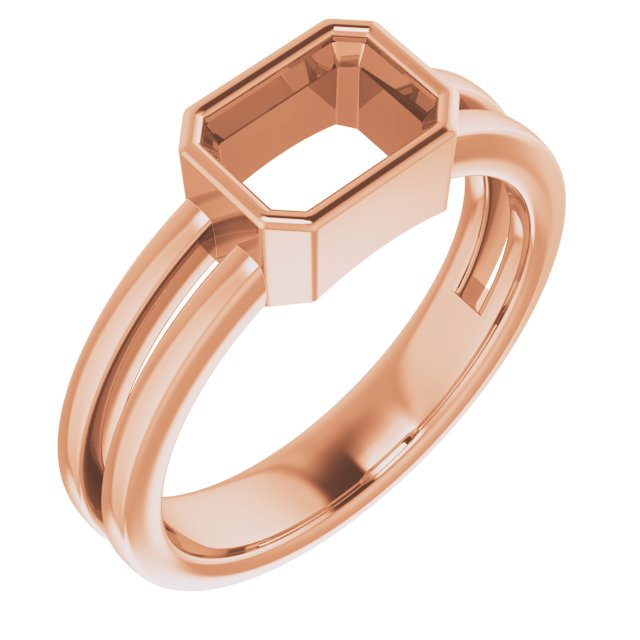Bague sertie d'une émeraude rose 10K de 7x5 mm