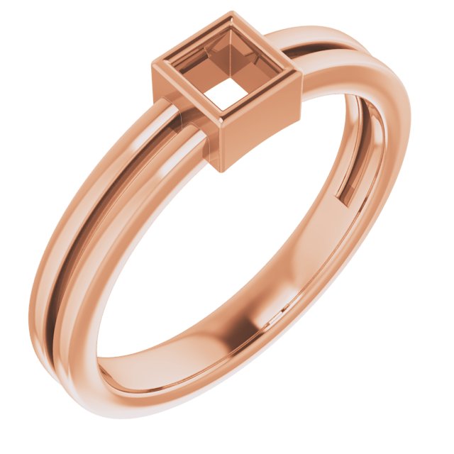 Bague carrée 10K Rose 3,25 mm