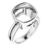 Bague de montage coussin 11 mm en or blanc 14 carats