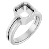 Bague Asscher 7 mm en or blanc 14 carats
