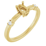 Bague semi-sertie en or jaune 14 carats avec diamants naturels ovales de 6 x 4 mm (0,05 carat au total)