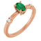 Bague en or 14 carats avec émeraude de laboratoire rose et diamants naturels (0,05 carat au total).