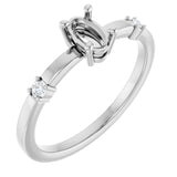 Bague semi-sertie en diamant naturel ovale blanc 14 carats 6 x 4 mm 0,05 CTW