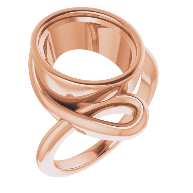 Bague ovale 12x10 mm en or rose 10 carats