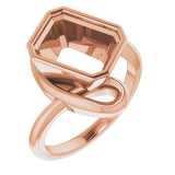 Monture de bague en or rose 14 carats avec émeraude de 10 x 8 mm