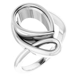 Bague de montage en forme de poire en platine 12x8 mm