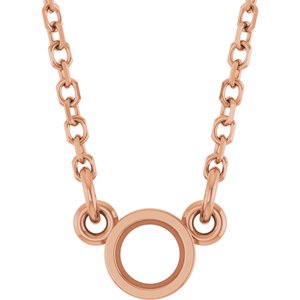 Solitaire rond serti clos en or rose 14 carats, 3 mm, monture collier 18 pouces