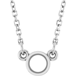 Solitaire rond serti clos en or blanc 14 carats, 3,4 mm, monture collier 18 pouces