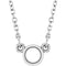Solitaire rond serti clos en or blanc 14 carats, 3,4 mm, monture collier 18 pouces