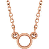Solitaire rond serti clos en or rose 14 carats, 3,4 mm, monture collier 18 pouces