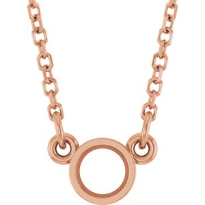 Solitaire rond serti clos en or rose 14 carats, 3,4 mm, monture collier 18 pouces