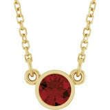 Collier solitaire en grenat naturel du Mozambique jaune 14 carats, 40 cm (16 pouces).