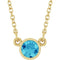 Collier solitaire en or jaune 14 carats et zircon bleu naturel, 40 cm (16 pouces).