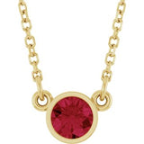 Collier solitaire en rubis jaune 14 carats de laboratoire, 40 cm (16 pouces).