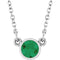 Collier solitaire en argent sterling rhodié avec imitation émeraude, 40 cm (16 pouces).
