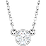 Collier solitaire en saphir blanc naturel 14 carats, 40 cm (16 pouces).