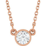 Collier solitaire en or rose 14 carats avec diamant naturel de 0,25 carat (18 pouces)