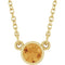 Collier solitaire en citrine naturelle jaune 14 carats, 40 cm (16 pouces).