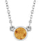 Collier solitaire en argent sterling rhodié avec imitation citrine, 40 cm