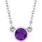 Collier solitaire en argent sterling rhodié avec imitation améthyste, 40 cm