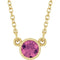 Collier solitaire en tourmaline rose naturelle jaune 14 carats, 40 cm (16 pouces).