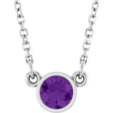 Collier solitaire en améthyste naturelle blanche 14 carats, 40 cm (16 pouces).