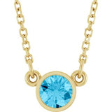 Collier solitaire en aigue-marine naturelle jaune 14 carats, 40 cm (16 pouces).