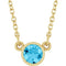 Collier solitaire en aigue-marine naturelle jaune 14 carats, 40 cm (16 pouces).