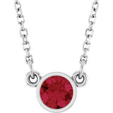 Collier solitaire en rubis naturel blanc 14 carats, 40 cm (16 pouces).