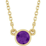 Collier solitaire en améthyste naturelle jaune 14 carats, 40 cm (16 pouces).