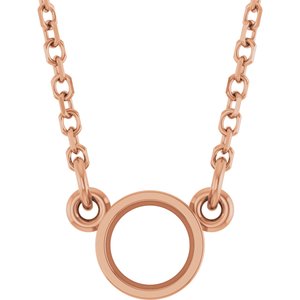 Solitaire rond serti clos en or rose 14 carats, 4,1 mm, monture collier 18 pouces