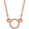Solitaire rond serti clos en or rose 14 carats, 4,1 mm, monture collier 18 pouces