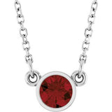 Collier solitaire en argent sterling rhodié avec grenat du Mozambique imitation, 40 cm