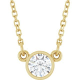 Collier solitaire en saphir blanc naturel jaune 14 carats, 40 cm (16 pouces).
