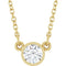 Collier solitaire en saphir blanc naturel jaune 14 carats, 40 cm (16 pouces).
