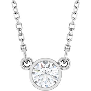 Collier solitaire en or blanc 14 carats avec diamant naturel de 0,25 carat (18 pouces)