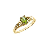 Bague en or jaune 14 carats avec imitation de pierre de naissance d'août