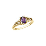 Bague en or jaune 14 carats avec imitation de pierre de naissance de février