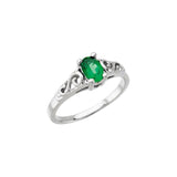 Bague en or blanc 14 carats avec imitation de pierre de naissance de mai